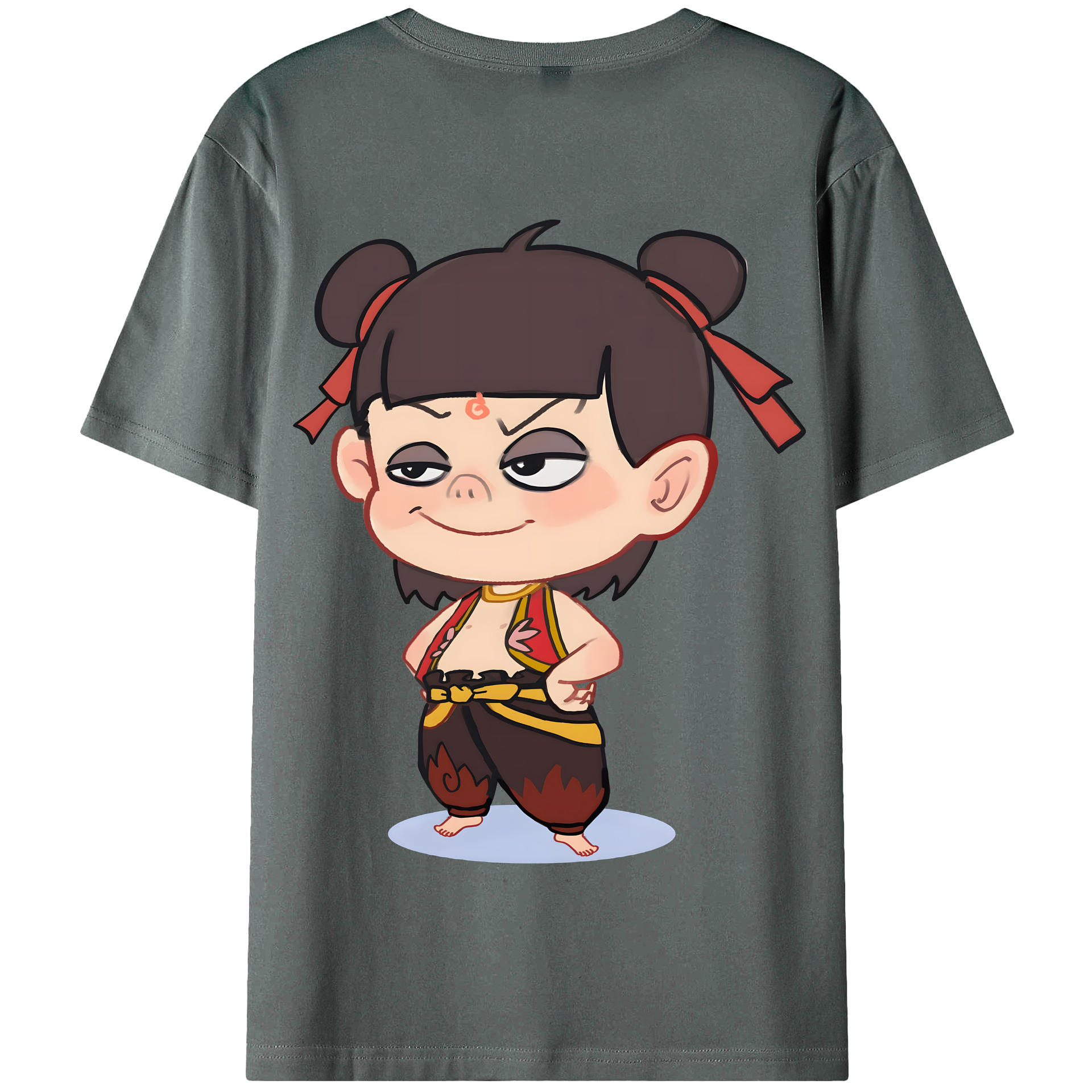 （画像用） Ne Zha 2 ナタ 魔童の大暴れ 綿100％半袖Tシャツ（背面プリント）